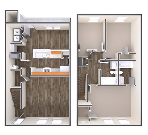 Floor plan for 3 beds, 2 baths, 1371 sqft